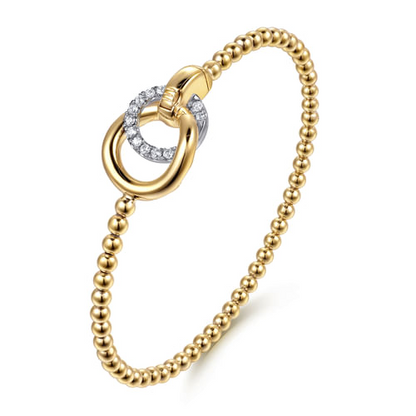 Diamond Interlocking Circle Bangle in 14K Yellow Gold