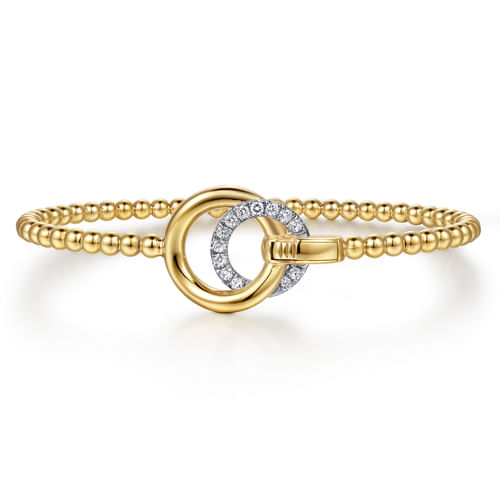 Diamond Interlocking Circle Bangle in 14K Yellow Gold