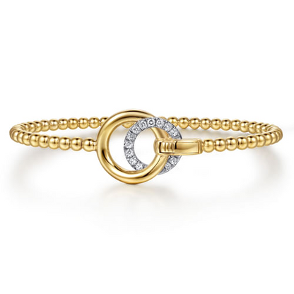 Diamond Interlocking Circle Bangle in 14K Yellow Gold