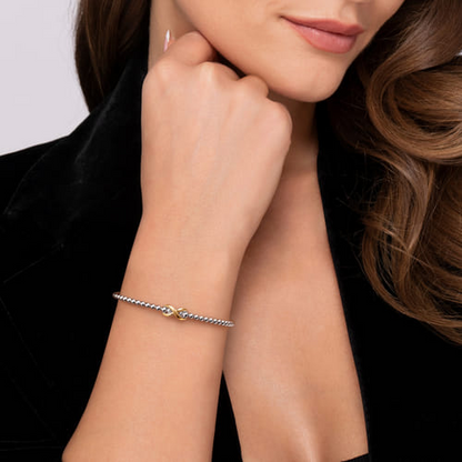 Infinity Bangle Bracelet in Sterling Silver & 14K Yellow Gold