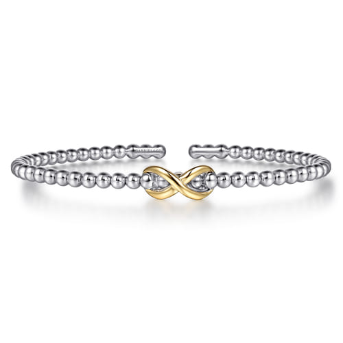 Infinity Bangle Bracelet in Sterling Silver & 14K Yellow Gold