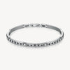 Crystal Accented Bar Link Bracelet in Stainless Steel