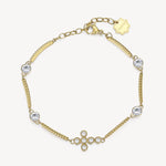 Crystal Cross Station Bracelet in Gold Plated Stainless Steel