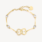 Crystal Heart Station Bracelet in Gold Plated Stainless Steel