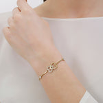 Crystal Heart Station Bracelet in Gold Plated Stainless Steel