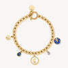 Celestial Crystal and Mother-of-Pearl Charm Bracelet in Gold Plated Stainless Steel