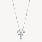 Cross Crystal Charm Necklace in Stainless Steel