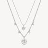 Double-Layer Lotus Crystal Necklace in Stainless Steel