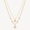 Double-Layer Star Charm Crystal Necklace in Gold Plated Stainless Steel
