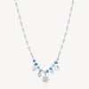 Star Charm, Crystal and Chalcedony Necklace in Stainless Steel