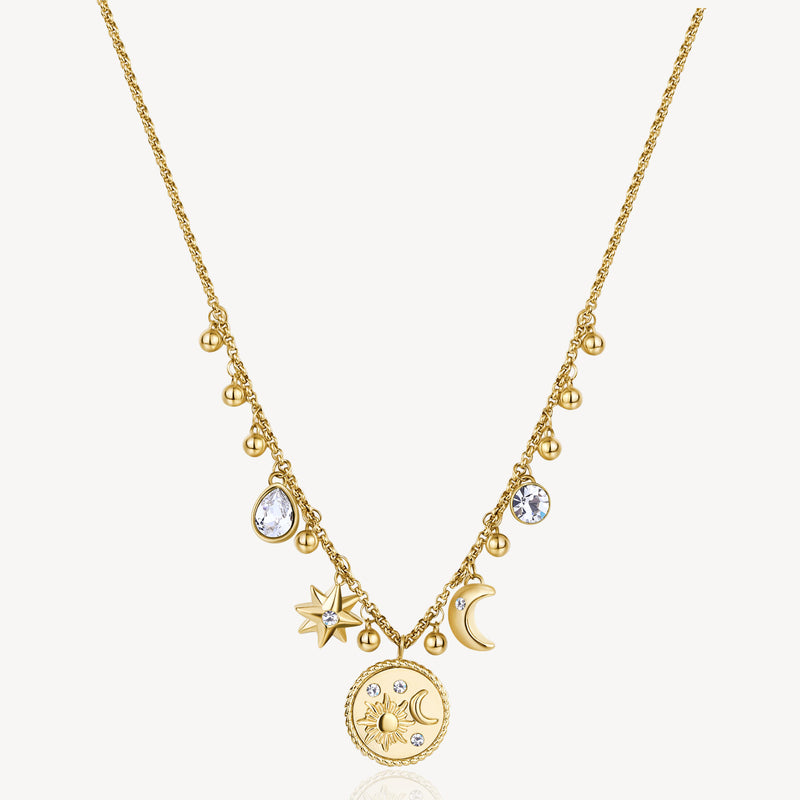 Celestial Chakra Necklace in Gold Plated Stainless Steel