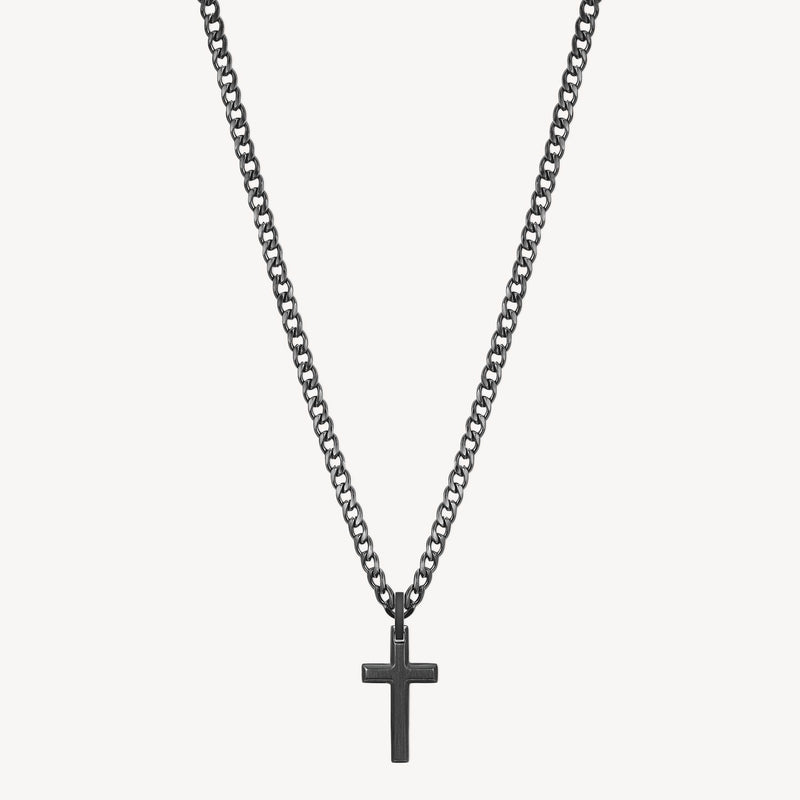 Cross Necklace in Ruthenium Plated Stainless Steel