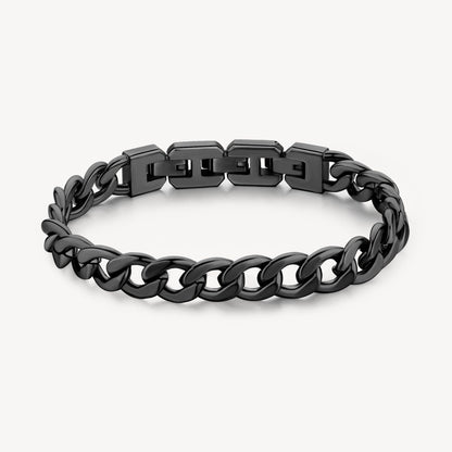 Open Curb Link Bracelet in Ruthenium Plated Stainless Steel