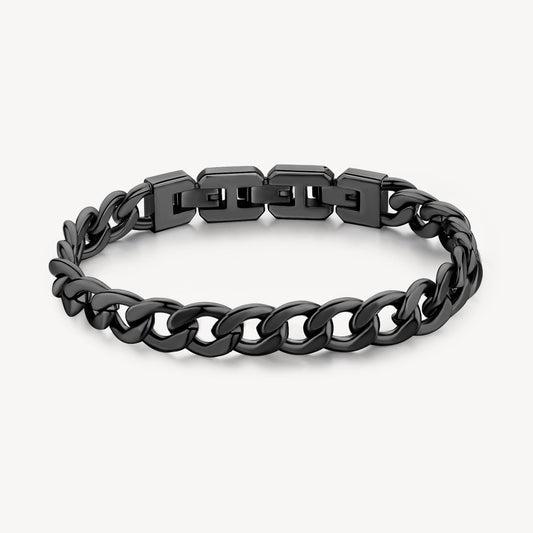 Open Curb Link Bracelet in Ruthenium Plated Stainless Steel