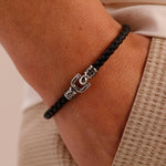 Leather Bracelet with Lock Detail in Stainless Steel