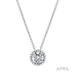 Simulated Diamond Birthstone Necklace in Sterling Silver