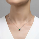 Simulated Emerald Birthstone Necklace in Sterling Silver