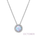 Simulated Opal Birthstone Necklace in Sterling Silver