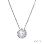 Pearl Birthstone Necklace in Sterling Silver