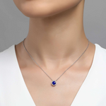 Lab Sapphire Birthstone Necklace in Sterling Silver