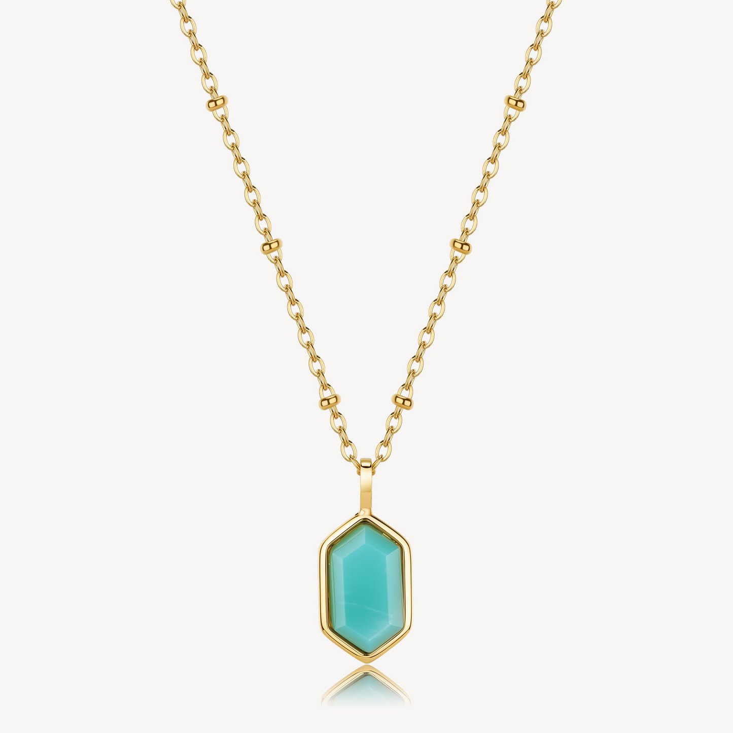 Amazonite Pendant Necklace in Gold Plated Stainless Steel