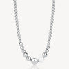 Sea-Shell Pearl Graduated Bead Necklace in Stainless Steel