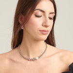 Sea-Shell Pearl Graduated Bead Necklace in Stainless Steel