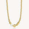 Sea-Shell Pearl Graduated Bead Necklace in Gold Plated Stainless Steel