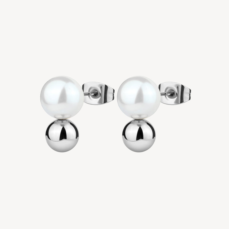 Sea-Shell Pearl and Bead Earrings in Stainless Steel