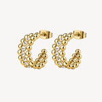 Crystal Graduated Hoop Earrings in Gold Plated Stainless Steel