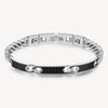 Black Enamel Link Bracelet in Stainless Steel