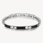 Black Enamel Link Bracelet in Stainless Steel