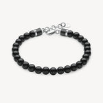 Black Onyx Bead Bracelet in Stainless Steel