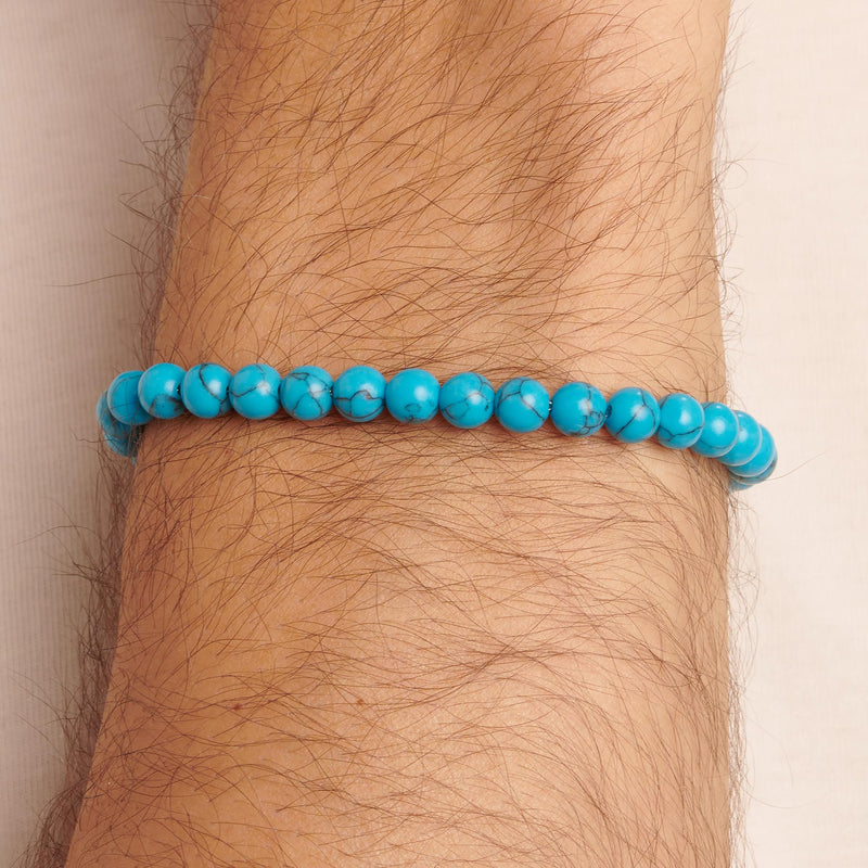 Turquoise Bead Bracelet in Stainless Steel