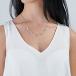 Multi-Station Crystal Drop Necklace in Stainless Steel