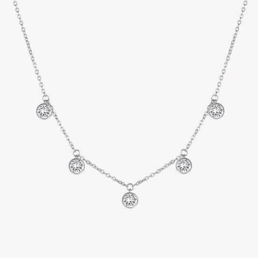 Multi-Station Crystal Drop Necklace in Stainless Steel