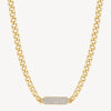 Curb Crystal Bar Necklace in Gold Plated Stainless Steel
