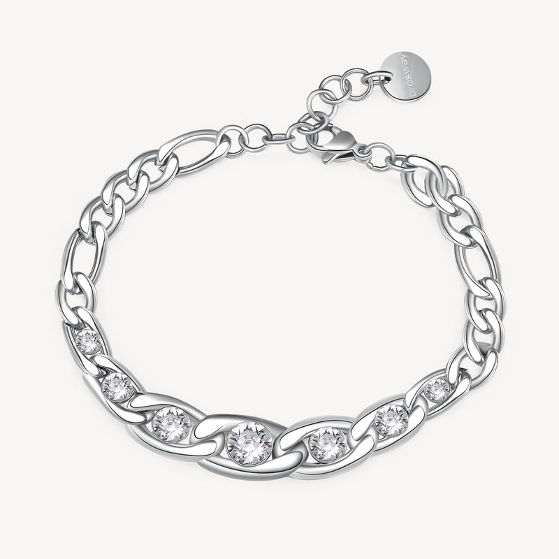 Graduated Crystal Link Bracelet in Stainless Steel