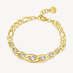 Graduated Crystal Link Bracelet in Gold Plated Stainless Steel