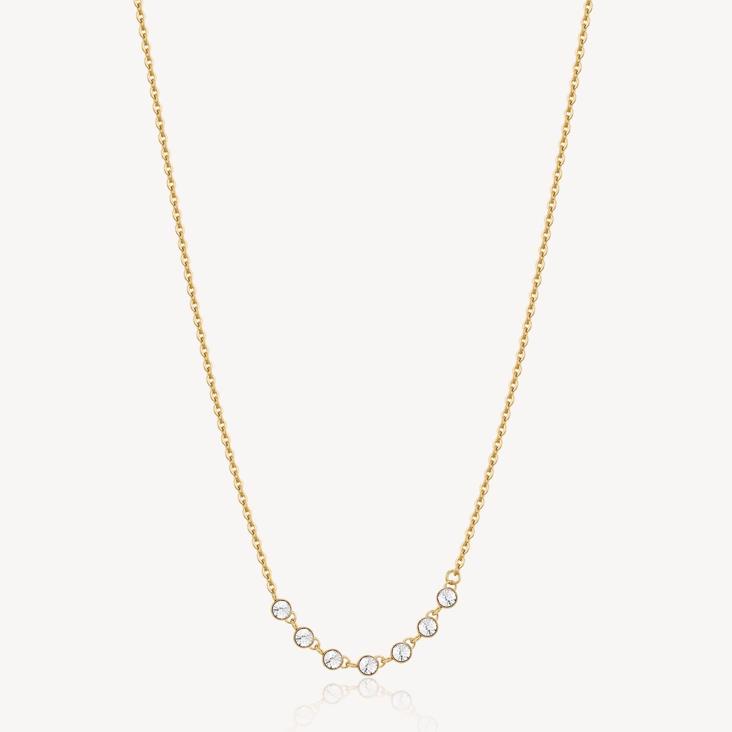Crystal Bib Necklace in Gold Plated Stainless Steel