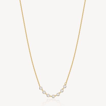 Crystal Bib Necklace in Gold Plated Stainless Steel