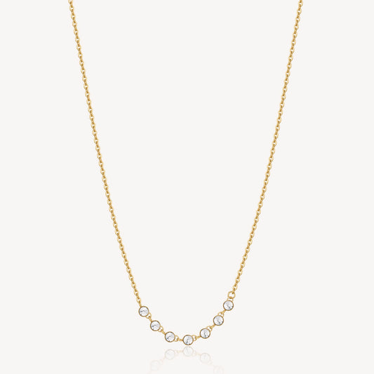 Crystal Bib Necklace in Gold Plated Stainless Steel
