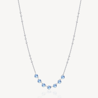 Colored Crystal Beaded Bib Necklace in Stainless Steel