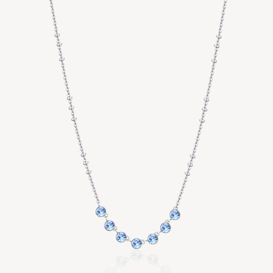 Colored Crystal Beaded Bib Necklace in Stainless Steel