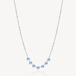 Colored Crystal Beaded Bib Necklace in Stainless Steel