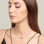 Crystal Beaded Bib Drop Necklace in Stainless Steel