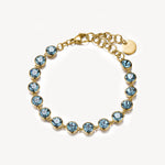 Colored Crystal Link Bracelet in Gold Plated Stainless Steel