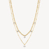 Double Layer Chain Crystal Necklace in Gold Plated Stainless Steel