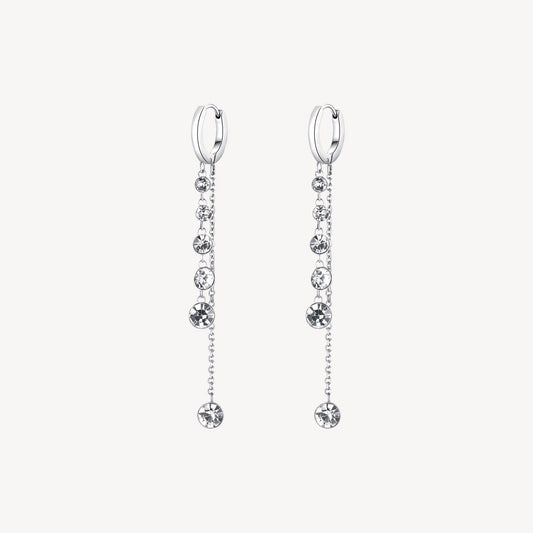 Double Strand Crystal Drop Earrings in Stainless Steel
