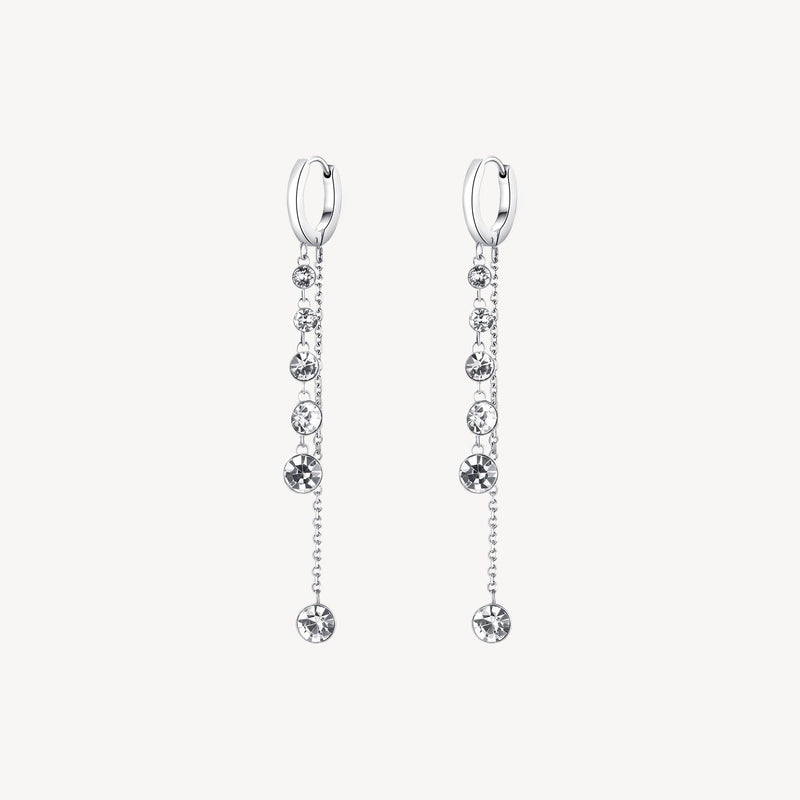 Double Strand Crystal Drop Earrings in Stainless Steel